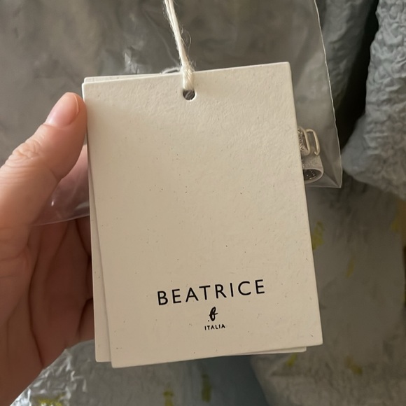 Beatrice .B Blue Printed Halter Baby Doll Dresss w/Puff Sleeves Made in Italy 4 - Picture 4 of 7